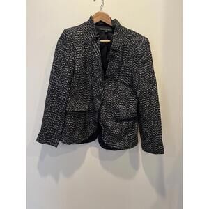 Lafayette 148 Tweed Jacket Size 8 Black Cream Structured Fit